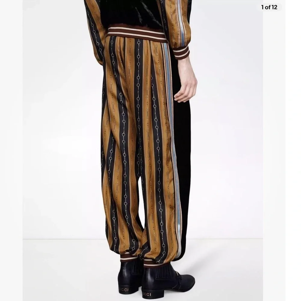 Gucci velvet/silk Horsebit joggers. NEW